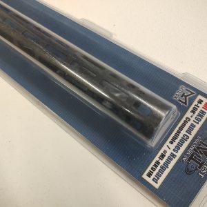 A packaged HK91 AND CLONES HANDGUARD M-LOK is seen in a sealed plastic cover with a blue background. The text on the packaging highlights features such as length and construction material.