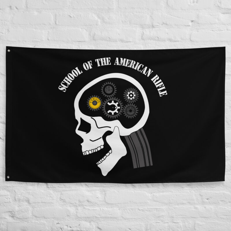 SOTAR Flag - black and white skull and gears wall tapestry.