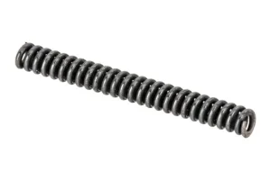 A close-up view of an AR15 SprinCo Ejector Spring, a black metal coil compression spring, on a white background.