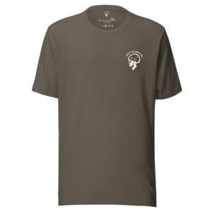 A gray SOTAR Unisex t-shirt with a white logo on it.